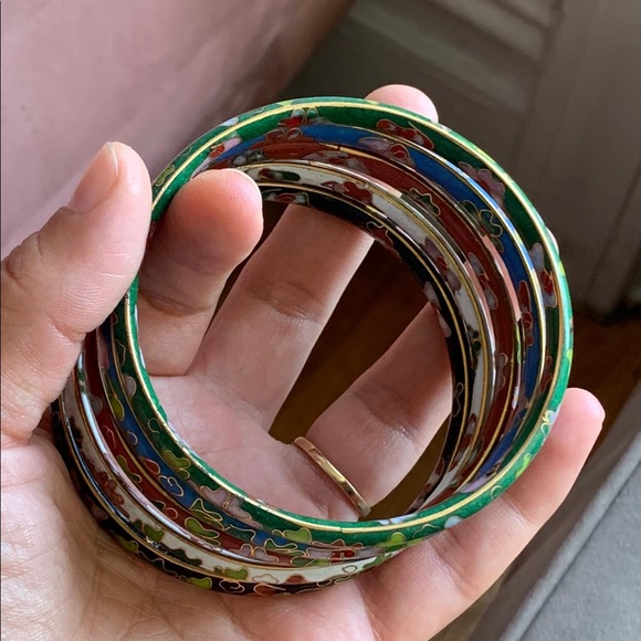 Set of 5 Cloisonnaite Bangles-new,never used - Picture 5 of 7